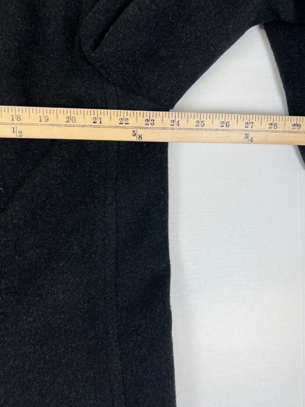 Vintage Alexander's Men L Black Cashmere Overcoat Long Trench Coat Imported Wool - Picture 7 of 9